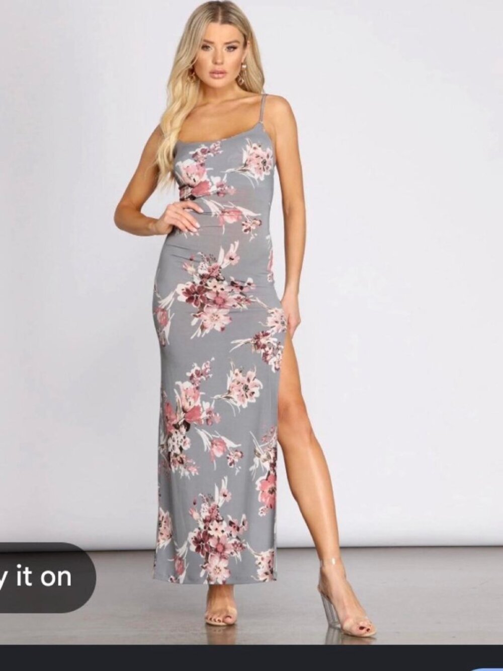 Windsor gray floral maxi dress